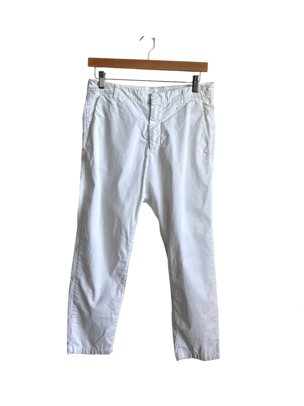 Nili Lotan Paris Twill Pants White Slouchy Cropped Ankle Trousers Size 4